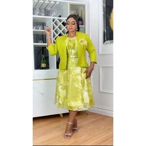 Classy Floral Print Midi Derss & Blazer Set